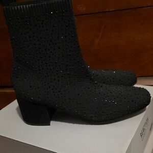 Reaction Kenneth Cole Black Rhinestone Heeled Boots